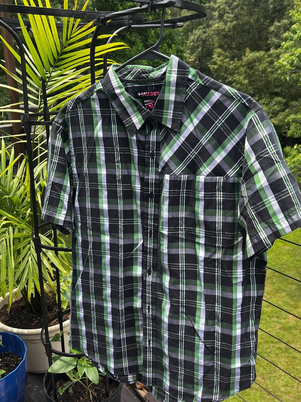 Tony Hawk Plaid Short Sleeve Button Up Shirt Men’s Large. - Picture 6 of 8